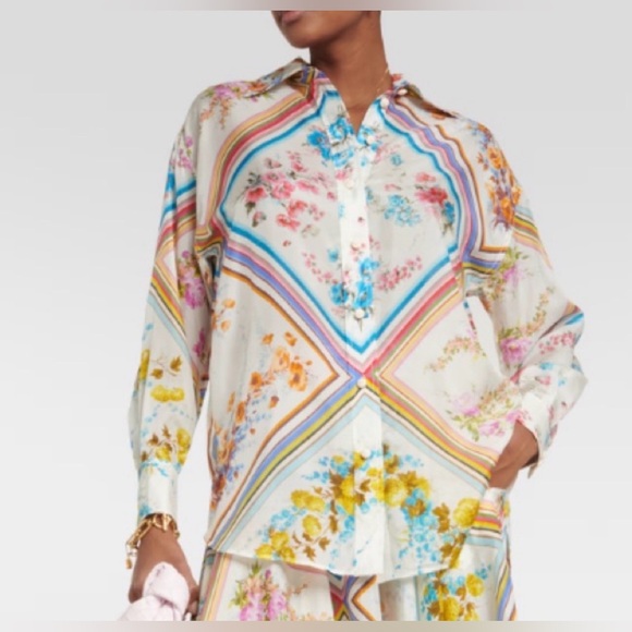 Zimmermann Tops - Zimmermann Halcyon Floral Silk Blouse - Multicoloured